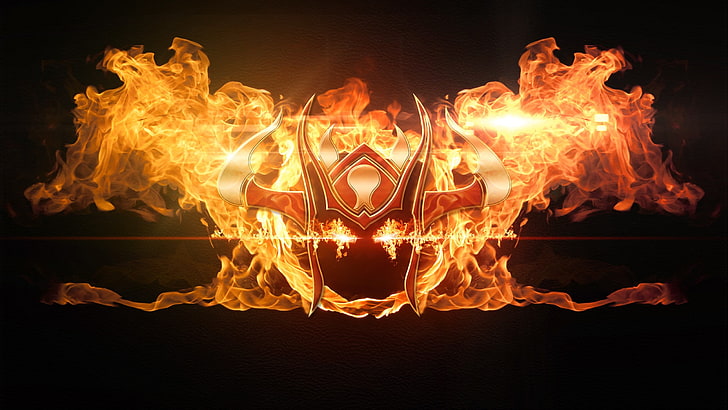 Casco con ilustración de fuego, Riot Games, League of Legends, Shyvana, Fondo de pantalla HD