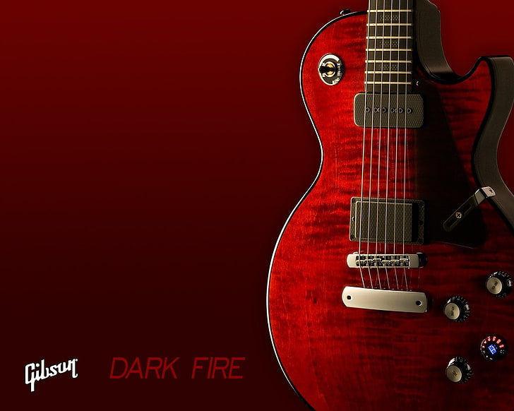 красный и черный Gibson Dark Dire les paul гитара, музыка, гитара, HD обои