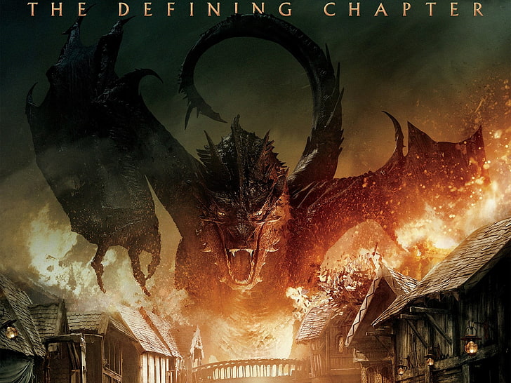 Dragon The Hobbit The Battle Of The, carta da parati drago marrone, film, film di Hollywood, hollywood, Sfondo HD