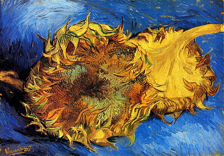 ทานตะวัน, Vincent van Gogh, vincent87, Two Cut Sunflowers 3, วอลล์เปเปอร์ HD HD wallpaper
