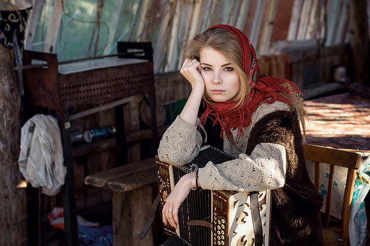 Russia, accordion, Maxim Guselnikov, Irina Popova, Autumn Sadness, HD wallpaper