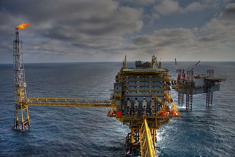 петролна индустрия, платформа, работа, HD тапет HD wallpaper