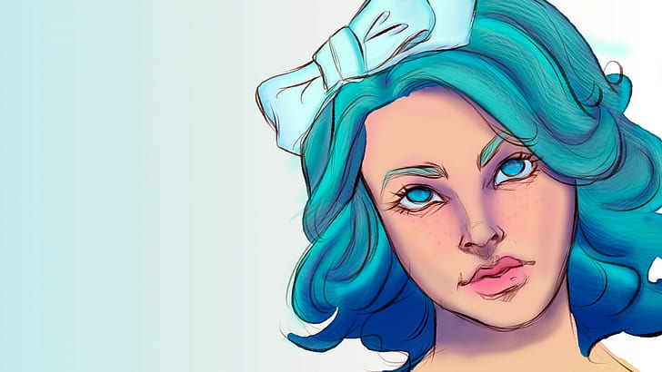 women face blue hair graphic design speedforce artwork portrait, HD wallpaper