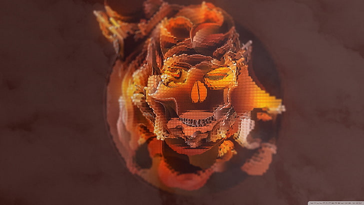 orange and black skull illustration, abstract, HD wallpaper