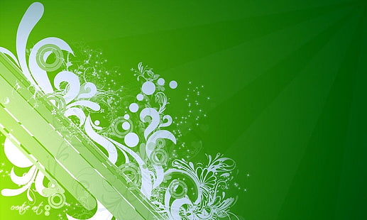бял и зелен флорален дигитален тапет, Artistic, Vector, HD тапет HD wallpaper