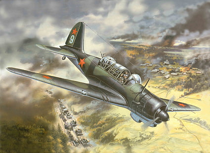 ilustrasi pesawat abu-abu, pesawat, easy, art, USSR, bomber, BBC, WWII, airstrike, scout, Soviet, WW2., kolom, dalam bahasa Jerman, Su-2, tengah, P. O. Sukhoi, Wallpaper HD HD wallpaper