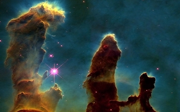 nebulosa tapeter, utrymme, Pillars of Creation, nebula, digital konst, rymdkonst, HD tapet