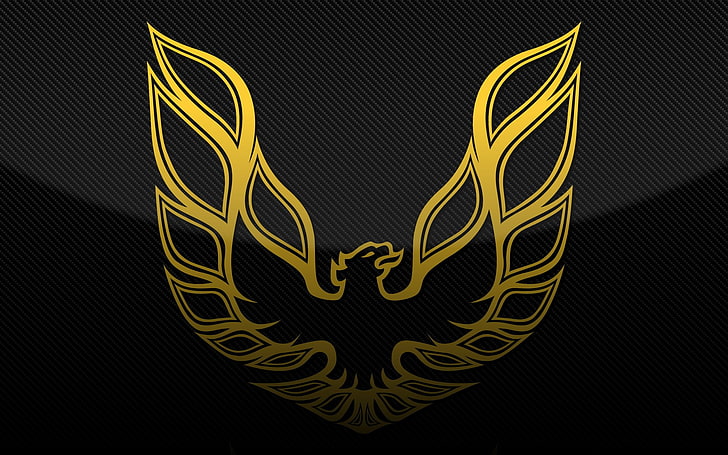 logotipo amarelo e preto do pássaro, Pontiac, HD papel de parede