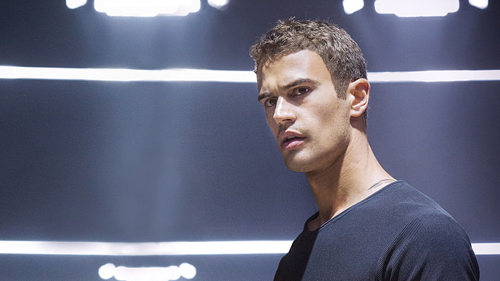 Divergent (2014), poster, movie, divergent, Theo James, man, saga, fantasy, actor, blue, HD wallpaper