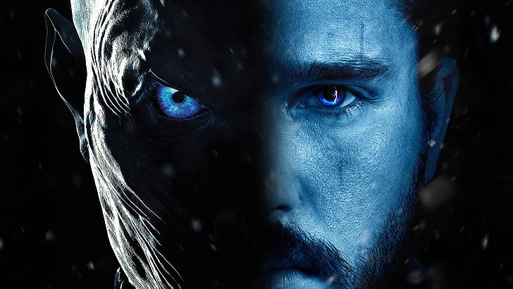Papel de parede digital de Game of Thrones, Game of Thrones, TV, Jon Snow, olhos azuis, rosto, White Walker, HD papel de parede