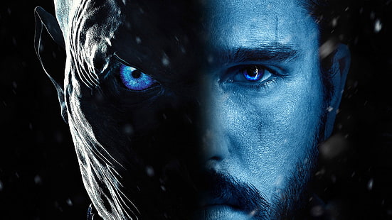 Fondo de pantalla digital de Game of Throne, Game of Thrones, TV, Jon Snow, ojos azules, cara, White Walker, Fondo de pantalla HD HD wallpaper