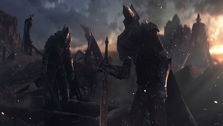 personas con trajes de fondo de pantalla, Dark Souls, Dark Souls III, Abyss Watchers, Undead Legion, videojuegos, espada, Fondo de pantalla HD