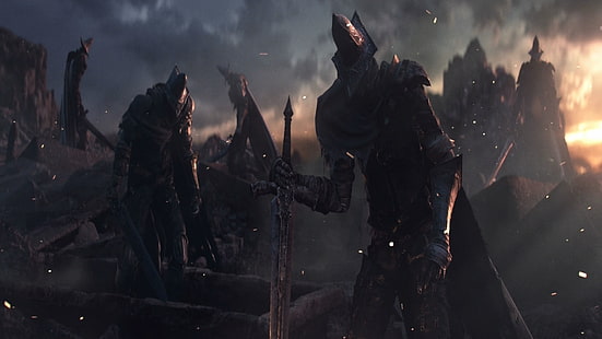 أشخاص يرتدون خلفية بدلات ، Dark Souls ، Dark Souls III ، Abyss Watchers ، Undead Legion ، ألعاب فيديو ، سيف، خلفية HD HD wallpaper