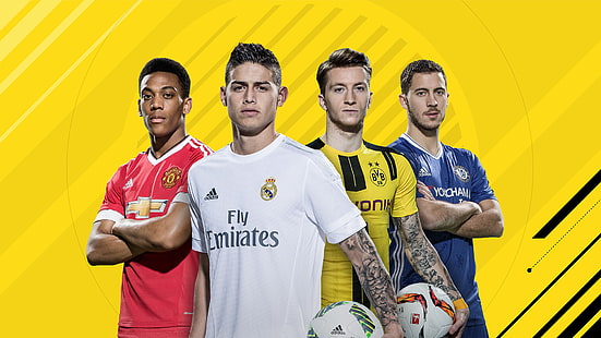 Plakat czterech męskich piłkarzy, FIFA 17, PC, PS3, PS4, Xbox, Tapety HD HD wallpaper