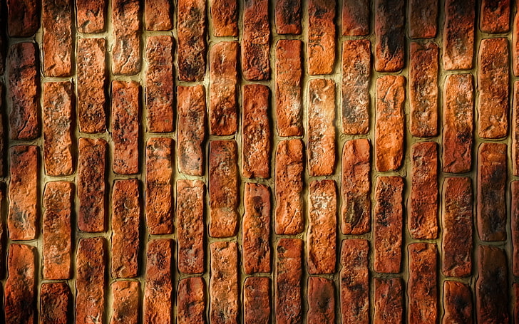brown brick wall, bricks, background, stone, dark, texture, HD wallpaper