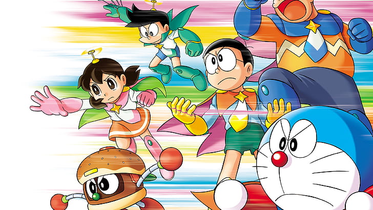 Anime japonés, Doraemon, ilustración de personajes de doraemon, japonés, Anime, Doraemon, Fondo de pantalla HD