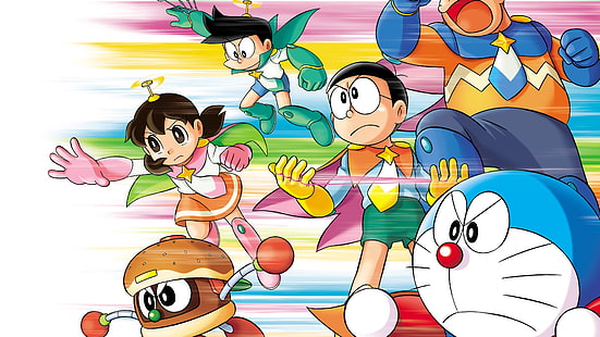Японское аниме, Doraemon, иллюстрация персонажей Doraemon, японское аниме, Doraemon, Doraemon, HD обои HD wallpaper
