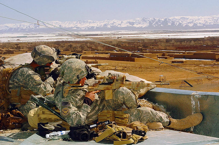 Penembak Jitu Udara Di Afghanistan, senapan otomatis cokelat, War & Army,, tentara, prajurit, posisi, Wallpaper HD