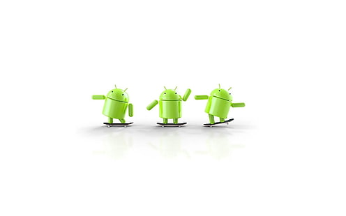 Android Skateboarding ، مضحك ، الخلفية ، أخضر ، شعار android، خلفية HD HD wallpaper