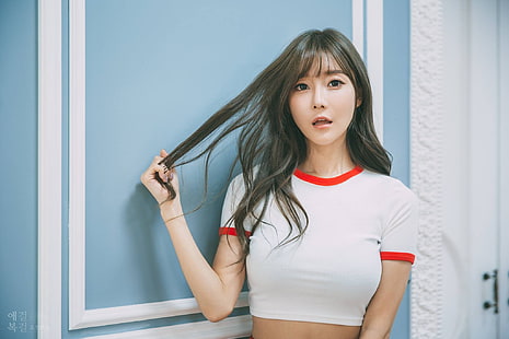 Азиатски, модел, жени на закрито, жени, брюнетка, дълга коса, подстригване, отворена уста, гледане на зрителя, Choi Seul GI, HD тапет HD wallpaper