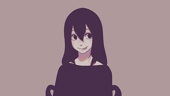 czarnowłosa ilustracja kobieca, Boku no Hero Academia, Tsuyu Asui, proste tło, anime girls, Tapety HD HD wallpaper