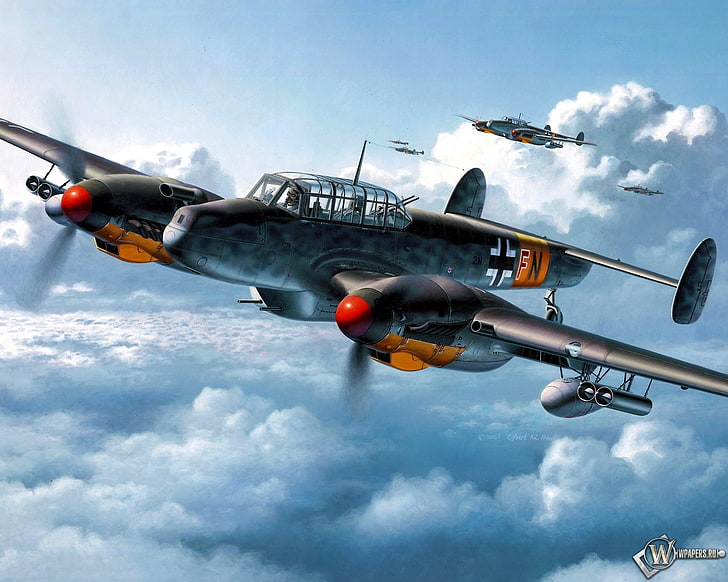 schwarze Propellerflugzeugillustration, Welt von Kampfflugzeugen, Flugzeuge, Kämpfer, HD-Hintergrundbild