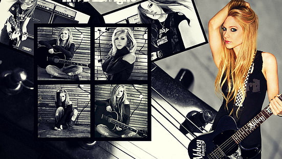 Foto de Avril Lavigne con guitarra, avril lavigne, música, soltero, celebridad, celebridades, chicas, hollywood, mujeres, cantantes femeninas, phot, Fondo de pantalla HD HD wallpaper