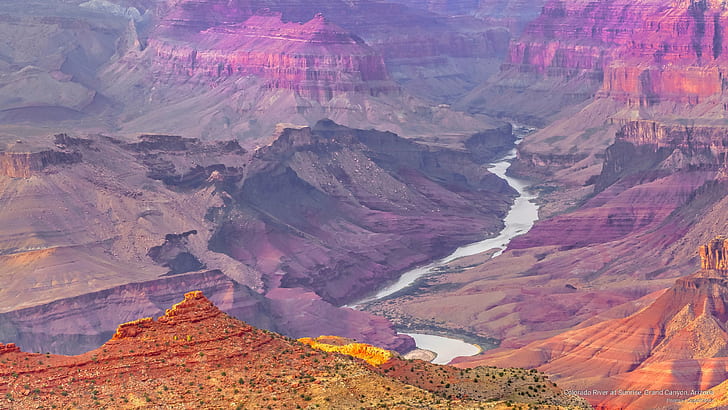Colorado River at Sunrise, Grand Canyon, Arizona, National Parks, HD wallpaper