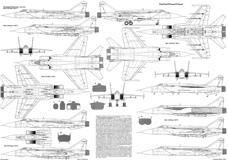 airplane, blueprint, drawing, fighter, jet, mig, military, plane, russian, аэрохобби, HD wallpaper