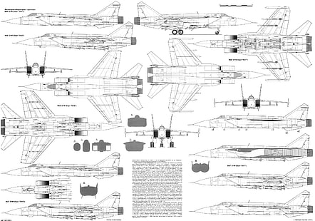 самолет, план, чертеж, изтребител, реактивен самолет, миг, военен, самолет, руски, аэрохобби, HD тапет HD wallpaper