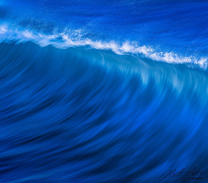 голубая волна иллюстрация, море, океан, волна, синий фон, HD обои
