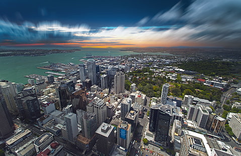 edifici della città, paesaggio urbano, edificio, mare, Auckland, Sfondo HD HD wallpaper