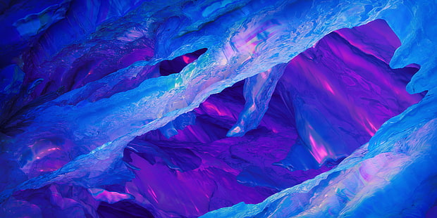 blaue und rosa digitale Tapete, Eis, Purpur, Blau, oneplus5, digitale Kunst, CGI, HD-Hintergrundbild HD wallpaper
