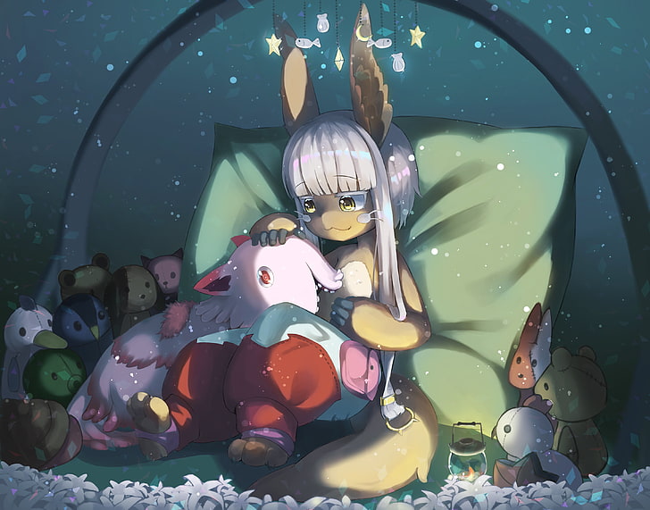 sac à dos sur le thème de Minnie Mouse bleu et rose, Made in Abyss, Nanachi (Made in Abyss), Mitty (Made in Abyss), oreilles de lapin, anime, kemono, Fond d'écran HD