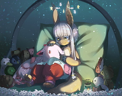 sac à dos sur le thème de Minnie Mouse bleu et rose, Made in Abyss, Nanachi (Made in Abyss), Mitty (Made in Abyss), oreilles de lapin, anime, kemono, Fond d'écran HD HD wallpaper