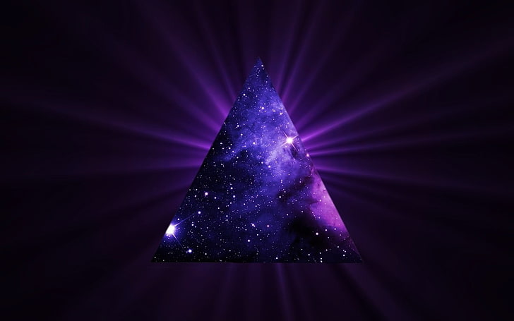 туманность пирамида обои, огни, треугольник, космос, космическое искусство, цифровое искусство, HD обои
