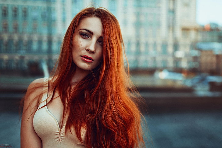 여자, 빨간 머리, 여자 야외, 긴 머리, 피사계 심도, Georgy Chernyadyev, HD 배경 화면
