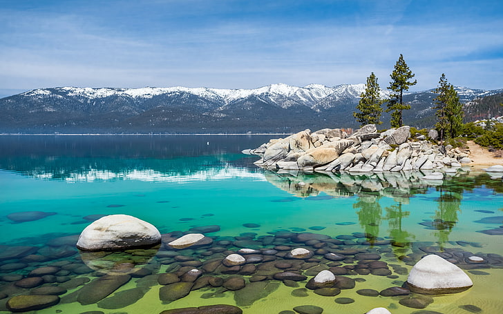 بحيرة تاهو في أكتوبر نيفادا الولايات المتحدة خلفية المناظر الطبيعية HD 3840 × 2400، خلفية HD