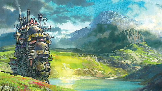 Студия Ghibli Howls Moving Castle аниме, HD обои HD wallpaper