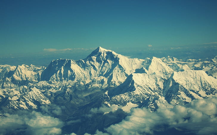 landscape, Nepal, nature, Mount Everest, clouds, mountains, Himalayas, HD wallpaper