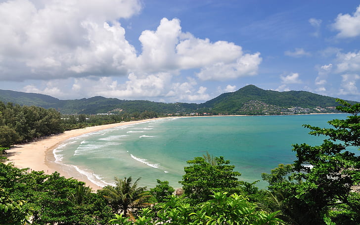 Panorama de la bahía y la playa de Kamala Kamala, Phuket, Tha 52871, Fondo de pantalla HD