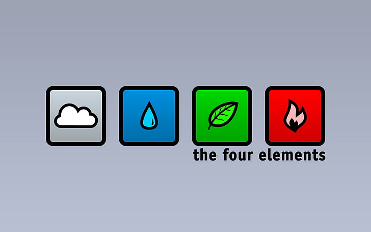 أربعة عناصر ، بساطتها ، تصميم رسومي، خلفية HD