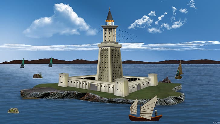 Alexandria Lighthouse, Seven Wonders of the World, HD wallpaper