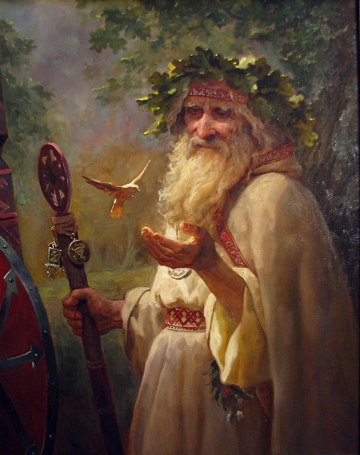 bearded man painting, painting, saint, Merlin, wizard, HD wallpaper