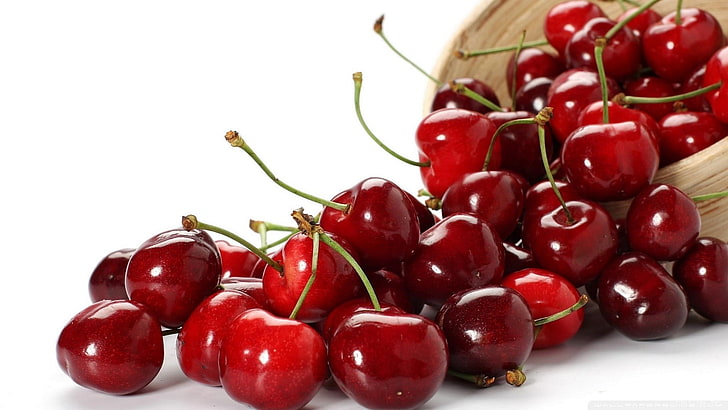 red cherries, food, fruit, closeup, cherries (food), HD wallpaper