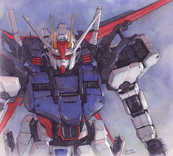 аниме, робот, Gundam, Mobile Suit Gundam SEED, Войны супер роботов, Aile Strike Gundam, произведение искусства, цифровое искусство, фан-арт, HD обои