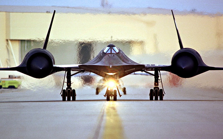 black jet fighter, Lockheed SR-71 Blackbird, airplane, military, US Air Force, military aircraft, HD wallpaper