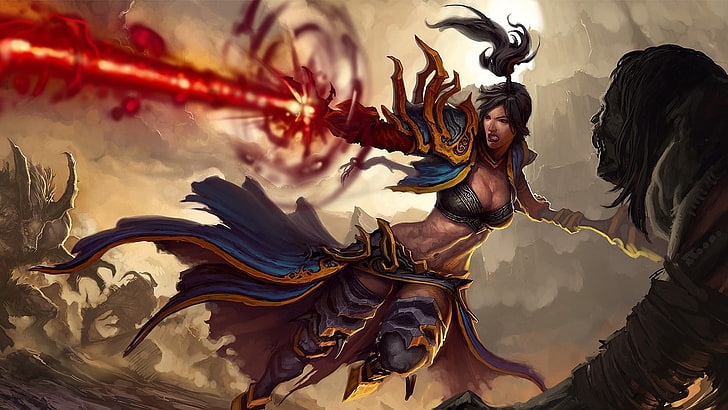 donna eroe personaggio sfondo digitale, Diablo III, Wizard (Diablo), Sfondo HD