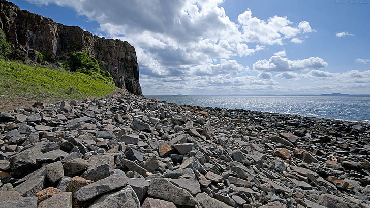 Bardzo kamienisty brzeg, klif, brzeg, skały, przyroda i krajobrazy, Tapety HD