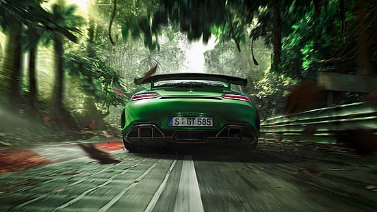 سيارة رياضية خضراء ، مرسيدس بنز ، مرسيدس- AMG ، مرسيدس بنز AMG GT ، سيارات ألمانية ، سيارات سباق ، سيارات خضراء، خلفية HD HD wallpaper